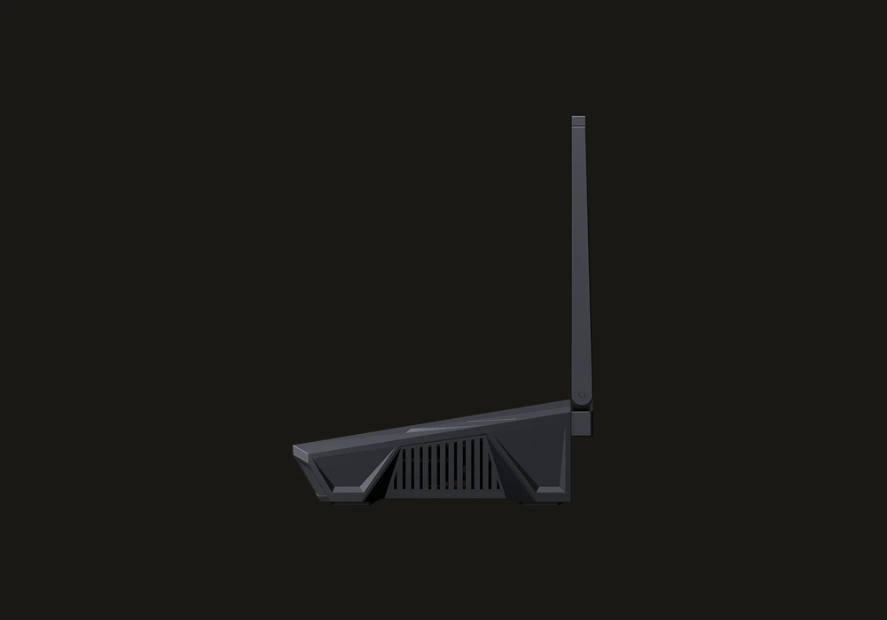 GL.iNet Flint 3 side view showing the antenna and low, compact profile